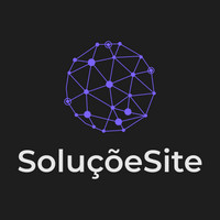 Logo SoluçõeSite com símbolo tecnológico roxo